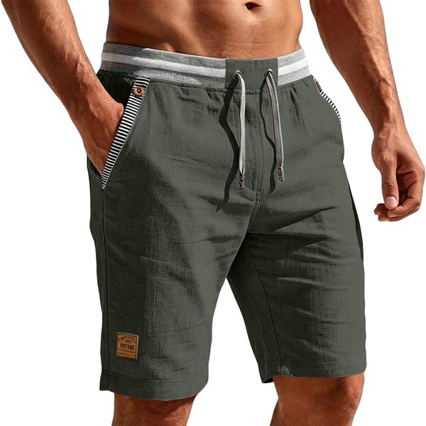 Pantalones Cortos Casuales Para Hombre Pantalones Cortos Deportivos Para Exteriores Con Cintura EláStica Para Hombre M Verde Del EjéRcito-image