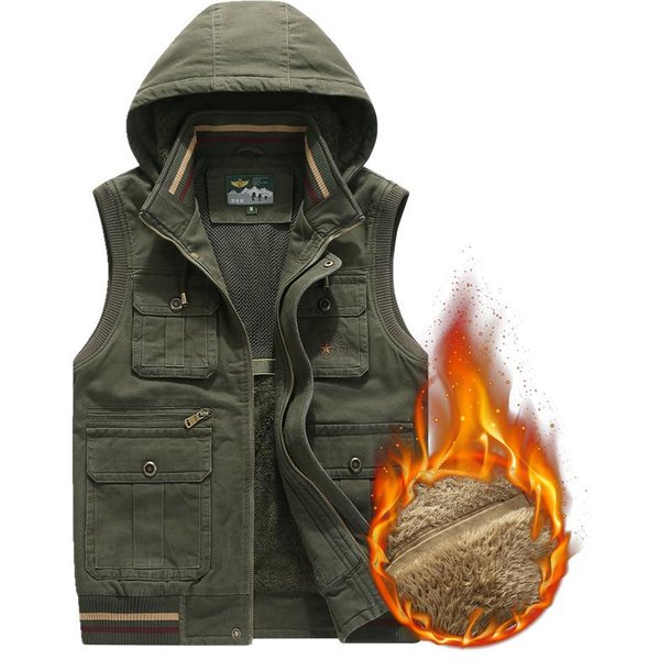 Chaleco De Invierno Para Hombre Nuevo De Terciopelo CáLido Holgado Con Capucha Talla Grande Chaleco Chaleco Para Hombre 3XL-image