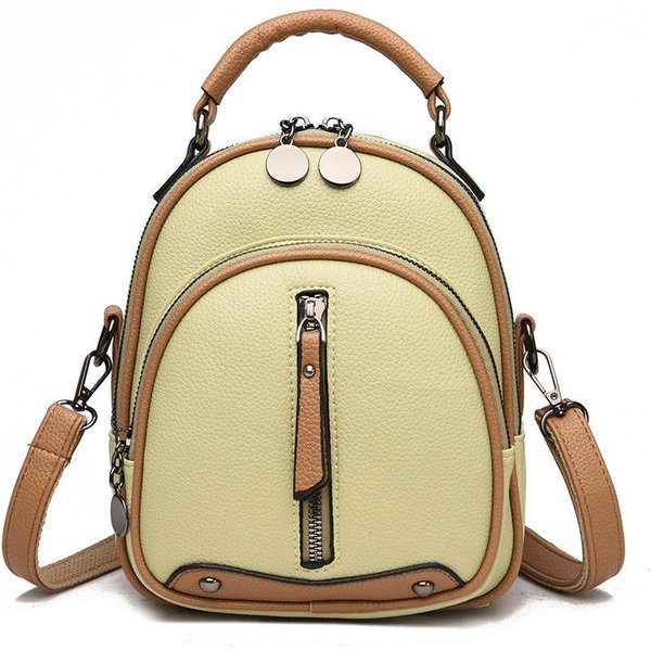 Bolso De Mano Multifuncional Para Mujer Bloque De Color Retro Bolso De Hombro Para Mujer Gran Capacidad Casual Bolso Cruzado Mochila De Viaje-image