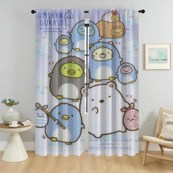 Cortinas Sumikko Gurashi HabitacióN Infantil Cortina Blackout Para HabitacióN 2 Paneles Cortinas DecoracióN Hogar Halloween Sala W50Xh70Cmx2Pcs-Cl Gray-image
