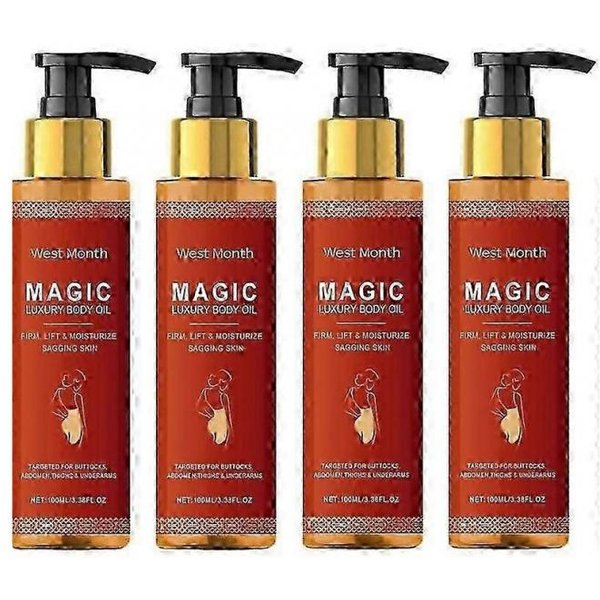 (4 Piezas)Aceite Corporal Reafirmante Magics Aceite Corporal De Lujo Aceite Para La Piel Hidratante Y Reafirmante Para Todo El Cuerpo, Brazos, Pecho, Muslos Y Vientres-image