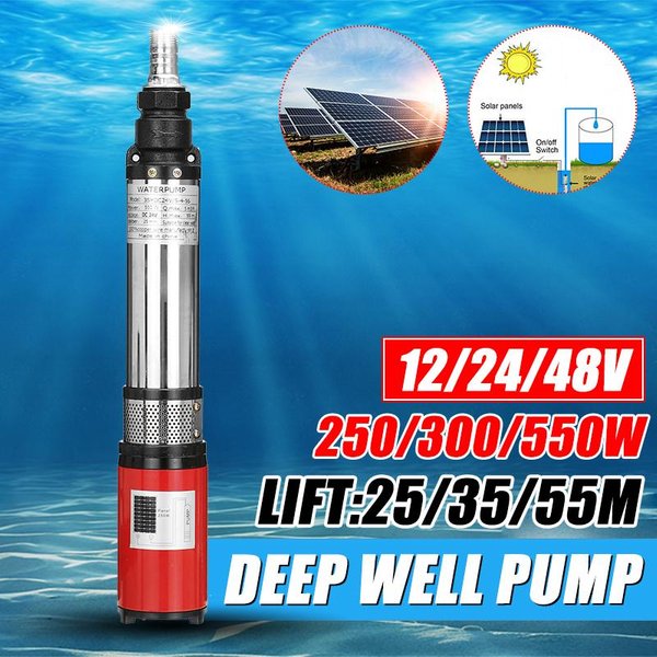 Bomba De Agua Solar De 55M, ElevacióN Alta, 12/24V/48V, 250W/300W/550W, Bomba De Pozo Profundo, Bomba Sumergible De Tornillo Cc, Riego AgríCola Y JardíN 24V-image