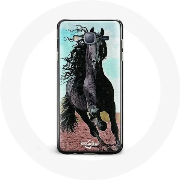 Funda - Samsung - Galaxy J3 2016 - Flexible - Negra - Caballo FrisóN Negro-image