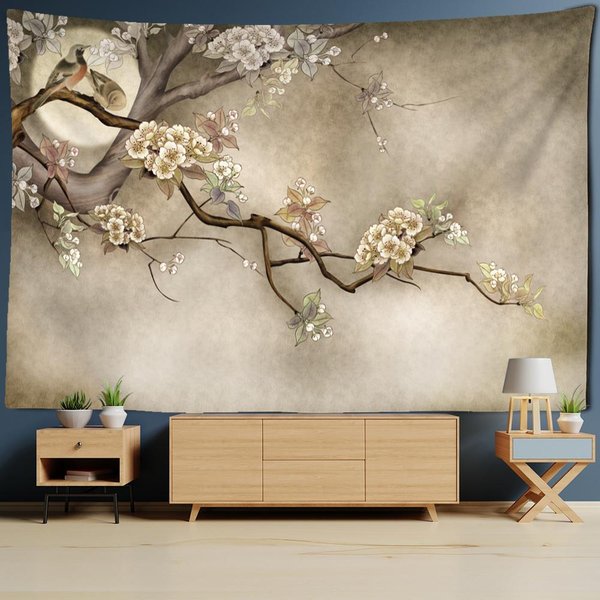 Kwiat I Ptak ChińSki Obraz Gobelin śCienny WisząCy Styl Boho Tapiz Mandala Czarownictwo WystróJ Domu 320X182Cm-image