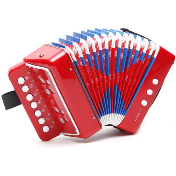 Instrument Akordeonowy 7 Klawiszy 2 Basy MałY Akordeon Edukacyjny Instrument Muzyczny Prezent Na BożE Narodzenie Czerwony-image