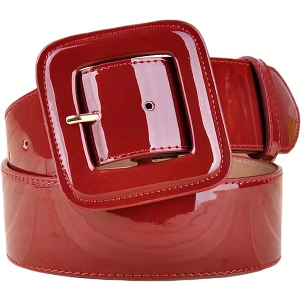 Moda, CinturóN Ancho De Cuero, Abrigo Decorativo Negro Y Rojo, CinturóN De Cuero, CinturóN VersáTil De Piel De Vaca Para Mujer Rojo-image