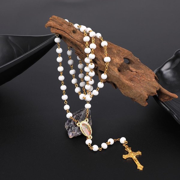 Drewniany Naszyjnik RóżAniec Dla Kobiet 6MM Drewniane Koraliki Do Modlitwy DłUgi ŁAńCuszek Religijny Wisiorek KrzyżYk Matki BożEj MęSka BiżUteria Imprezowa Prezent Brown-image