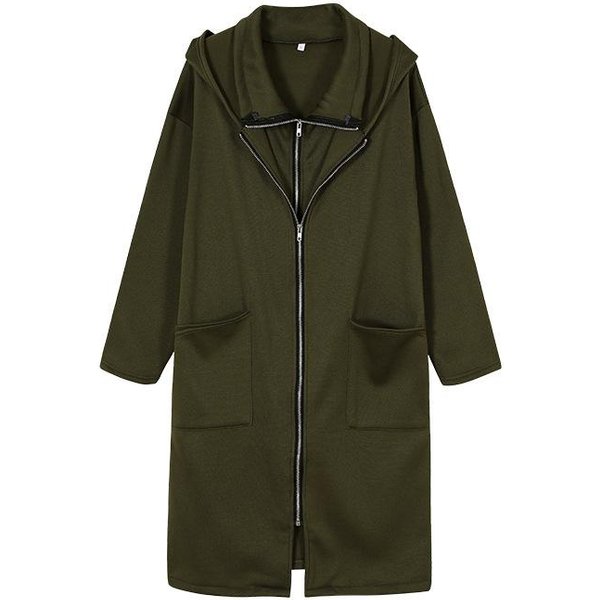 Damskie Bluzy Z Kapturem PłAszcze Jesień Zima Fason DwuczęśCiowy Rozpinane DłUgie Kieszenie Bluzy Oversize S-5XL M-image