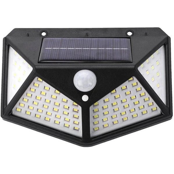 100 LED Solarna L Czujnik Ruchu PIR Lampa ŚCienna ZewnęTrzna Lampa Solarna Wodoodporna Zasilana Energią SłOneczną Lampa Uliczna ŚWiatłO SłOneczne Dekoracja Ogrodowa 1PC CiepłY Kolor BiałY-image