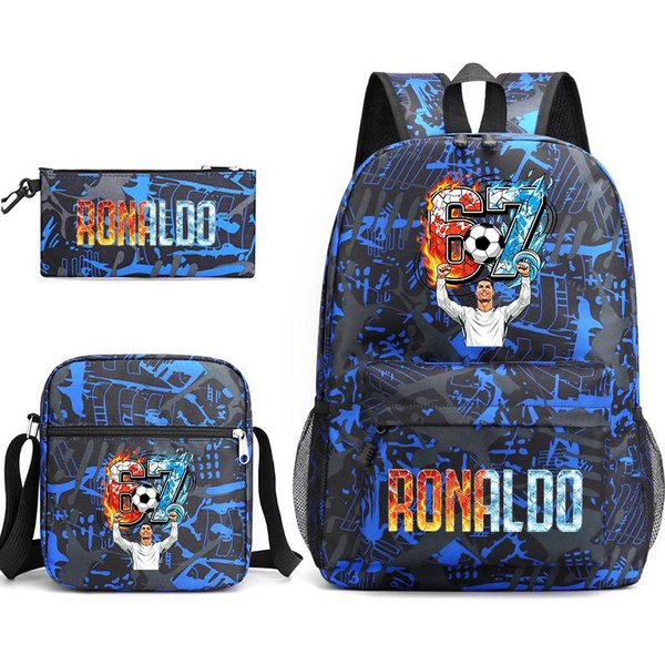 Mochila Escolar Con Estampado Cr7 Ronaldo 67 Con Bolso Al Hombro Y Estuche Para Adolescentes NiñOs Mochila Ligera De DíA-image