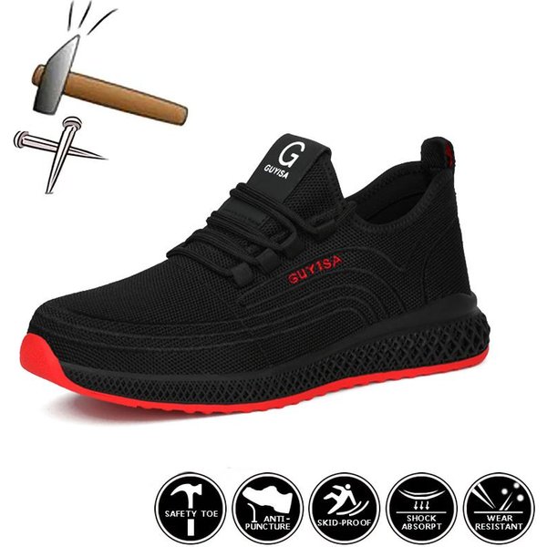 Buty Robocze Z Podnoskiem Stalowym Buty BezpieczeńStwa Antyuderzeniowe MężCzyźNi Kobiety Lekkie Trampki Robocze OddychająCe Antyprzebiciowe… WięCej 43 Black-image