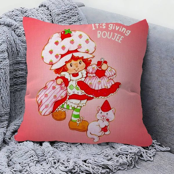 Funda De Almohada NiñA Tarta De Fresa Dibujos Animados Regalo Funda De CojíN Dormitorio Hogar Sofá Silla Asiento DecoracióN Funda De Almohada 40X40Cm-image
