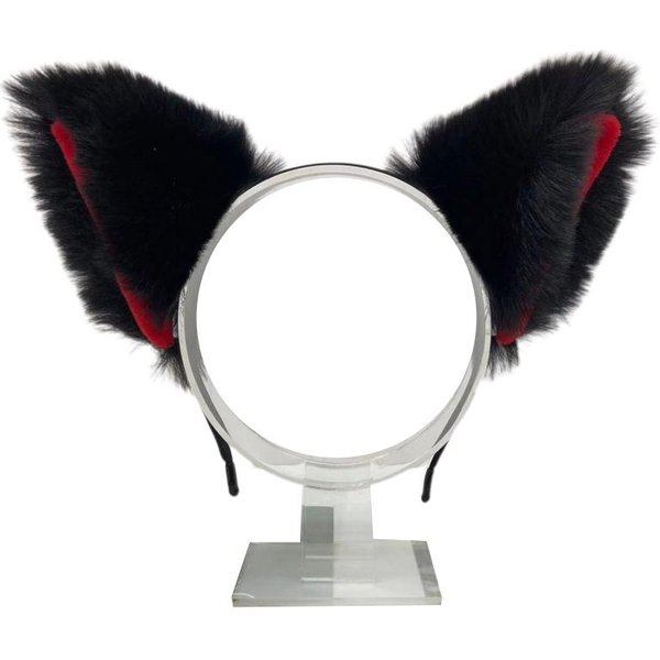 Diadema De Dibujos Animados Unisex Con Forma De Orejas De Gato Aro Para El Cabello Felpa Adorno Para La Cabeza Diadema Para El Cabello Fiesta Cosplay Disfraz Accesorios Black-image