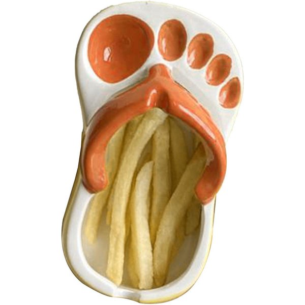 Plato De CeráMica Para Patatas Fritas Lindas Chanclas Plato Para Patatas Fritas Lindo Bol De CeráMica Con Forma De Chanclas Naranja-image