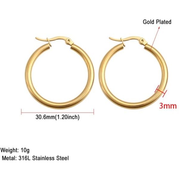 Proste KółKo Kolczyki Ze Stali Nierdzewnej Hoop OkrąGłY PierśCionek Kolczyki Dla Kobiet GłAdka BiżUteria Party Gift Beige-image
