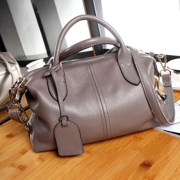 Bolso De Cuero Para Mujer Moda Boston Cuero Bolso De Mano Cruzado Simple Bolso De Hombro Gris-image