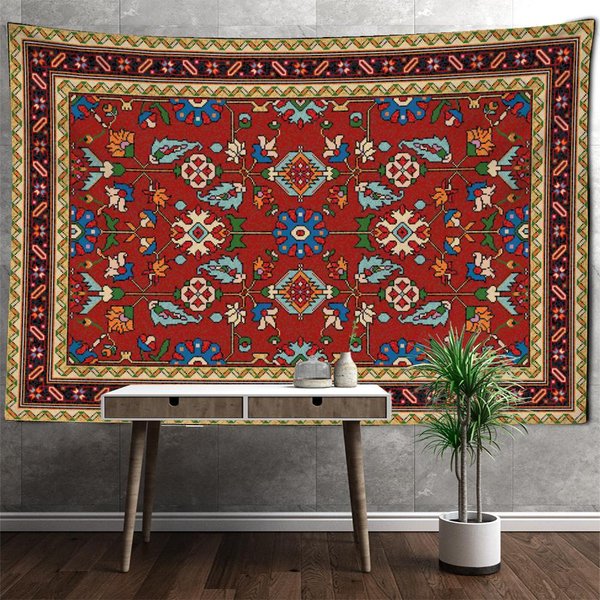 Tapiz De Mandala Retro Para Colgar En La Pared, Estilo Bohemio, PsicodéLico, BrujeríA, Hippie, Para Dormitorio, DecoracióN Del Hogar 150X150Cm-image