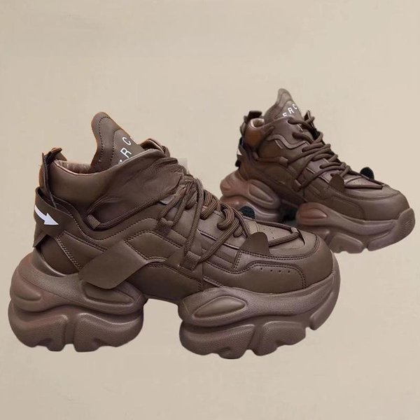 Zapatos De Papá Mujer Cuero Primavera Nuevos VersáTiles Suela Gruesa Aumentan Altura Casual Deportivos Zapatos De Baile Mujer 40 Gray-image