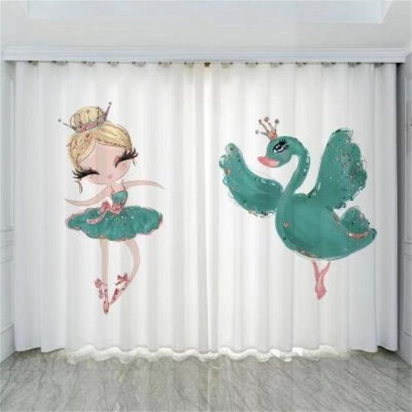 Cortinas Finas De Dibujos Animados Listas Para Colgar Para Dormitorio Infantil, Sala De Estar, BañO, Cocina, Puerta De Pasillo, DecoracióN Del Hogar En Venta W50 X H130(Cm)X2&Grommet Top-image