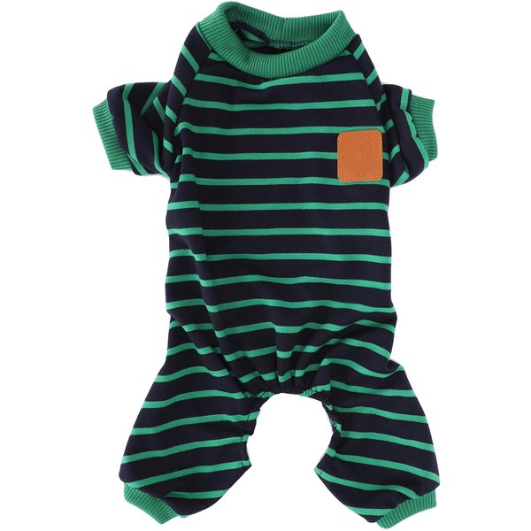 Pijama Para Mascotas Ropa Suave De Punto Acogedor Mono De 4 Patas Rayas Para Perros Cachorros Gatos Raya Verde S S Verde-image
