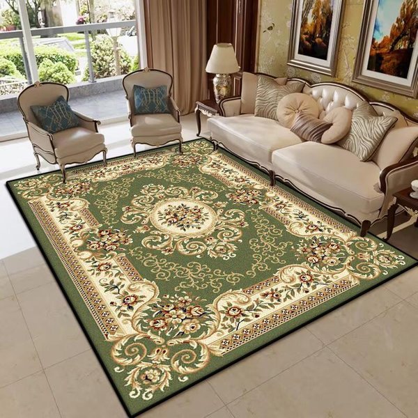 Alfombra De Lujo Verde Para Sala De Estar Estilo Europeo DecoracióN ÁRea Grande Sofá Alfombras Antideslizantes Dormitorio SalóN Felpa Mullida Felpudo De Piso 200*250Cm-image