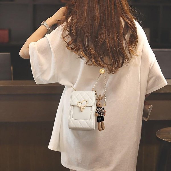 Bolso Para TeléFono MóVil Bolso De Mujer Bolso Bandolera Cuero Deluxe Primavera/Verano Bolso PequeñO Bolso De Cadena White-image