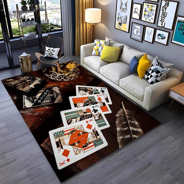 Alfombra TemáTica De PóKer Para Sala De Estar Dormitorio Pasillo Alfombra Larga Antideslizante Suave Alfombra De ÁRea Felpudo Para Sofá DecoracióN Del Hogar Tapete HD 40X60Cm (16X24In)-image
