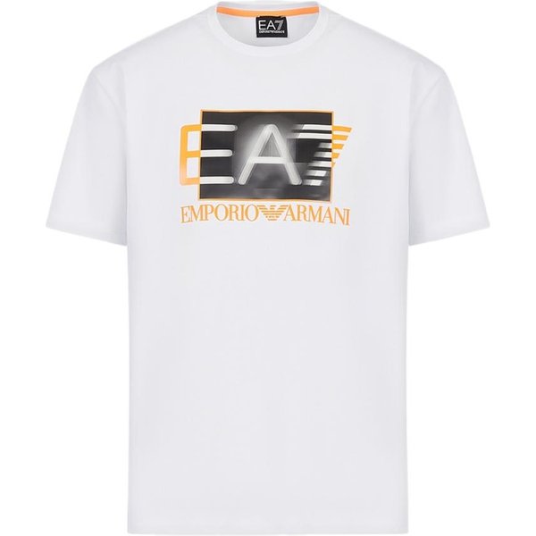Emporio Armani EA7 SS23 Camiseta De Manga Corta Con Cuello Redondo Y Estampado De Logo De Letras Para Hombre Tops Blanco 3RPT02-PJNUZ-1100 L White-image