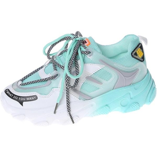 Zapatillas Chunky Mujer Transpirables Zapatillas De Running Moda ArcoíRis Dad Malla Plataforma SeñOras Casual Plano 35 Azul-image