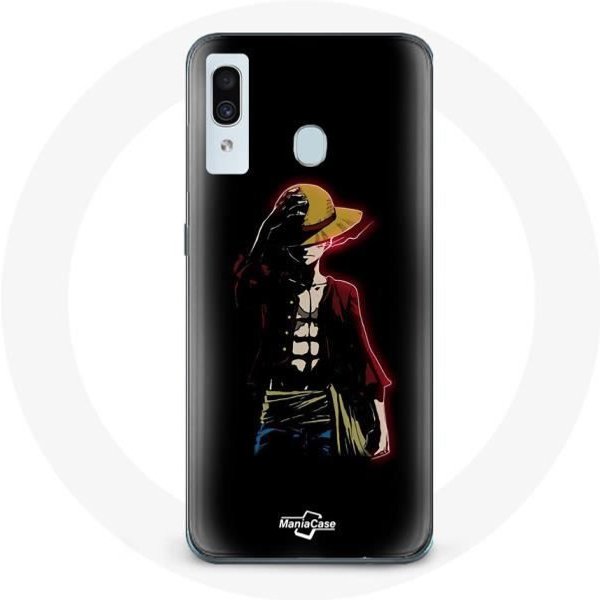 Funda - Maniacase - Samsung Galaxy A20E - One Piece Manga Anime Luffy - Negra - Flexible Negro-image