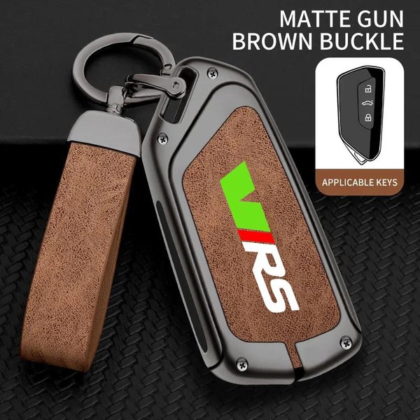 Dla Skoda VRS Octavia 1 2 3 Rapid Kodiaq Karoq RS Fabia Kamiq Superb Stop Cynku Etui Pokrowiec Na Kluczyk Samochodowy Smart Ydpf68 Brown-image