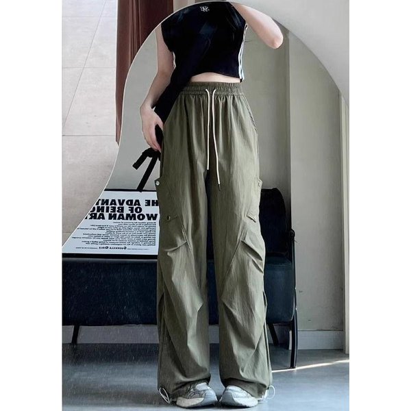 Pantalones De Trabajo Para Mujer En Verano Nuevos De Cintura Alta Sueltos Ajustados Pantalones Paracaidistas Deportivos Para Exteriores De Secado RáPido De Pierna Ancha XL Gray-image