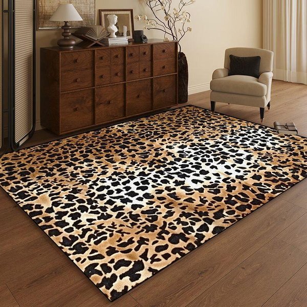 Dywan Wysokiej JakośCi Europejski Leopard Salon Dekoracja Domu Wypoczynek Sofa DużY Dywan Sypialnia PrzyłóżKowy AntypośLizgowa Mata PodłOgowa 160*230Cm-image