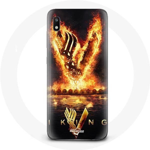 Funda - Vikings - Samsung Galaxy A10 - Flexible - Negra - Logo V Espada De Fuego Negro-image