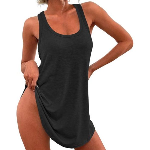 Koszulka Typu Racer Z Dekoltem W KształCie Litery U, Bez RęKawóW, RozciąGliwa, Cienka, OddychająCa Kamizelka Damska, Na Co Dzień 3XL Black-image