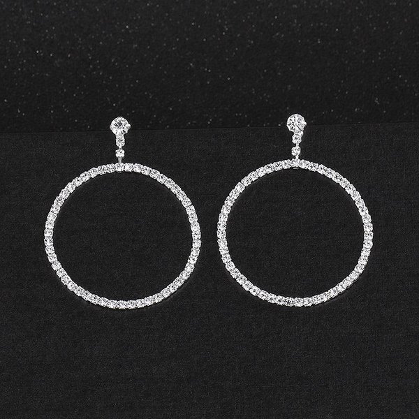 JoyeríA Popular, Cadena De Garras De Diamante, Pendientes Grandes Exagerados, Pendientes De CíRculo Redondo, Pendientes De Moda. Plata-image