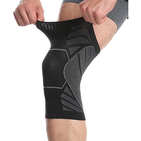 1PCS Sportowe Kompresyjne Ortezy Kolanowe Elastyczne PodkłAdki Pod Kolana Ochraniacze Na Kolana SprzęT Fitness SiatkóWka KoszykóWka Jazda Na Rowerze XL Black-image