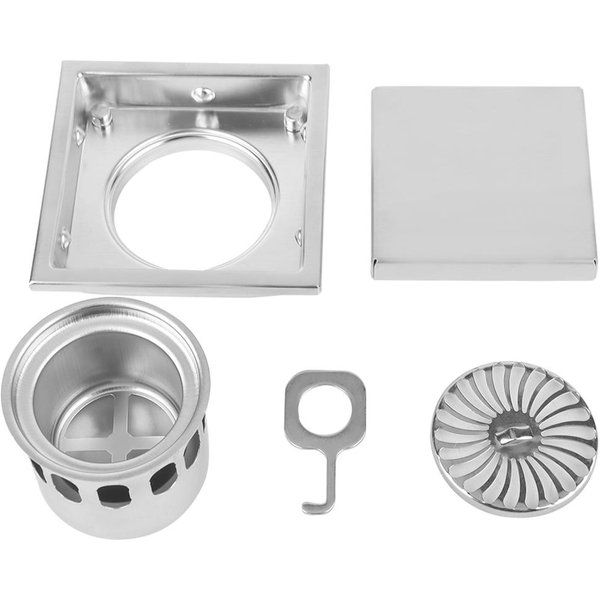 DesagüE De Suelo Para BañO, De Acero Inoxidable, Cuadrado, Antiolor, Con Compuerta Para Ducha-image