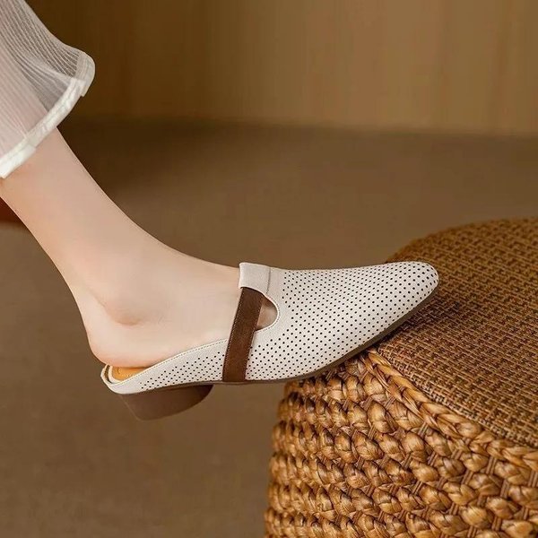 Buty Damskie Zakryte Palce Damskie Kapcie Modne Klapki Damskie OkrąGłE Palce Mieszane Kolory Niski Obcas SandałY Na ZewnąTrz 42 WyłąCzyć Kolor BiałY-image