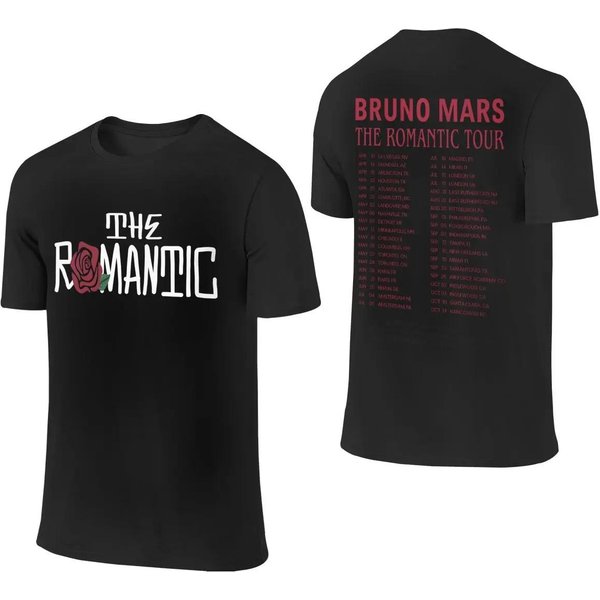 Hombres Mujeres Bruno Mars The Romantic Tour 2026 Camisetas Outfits Moda Camiseta 100% AlgodóN Ropa Verano Femenina Masculina Ropa L Azul-image