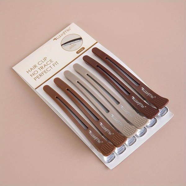 6 Pinzas Para El Pelo Marrones, Pinzas De PeluqueríA, Pinzas De SeccióN, Horquillas De Cocodrilo Para Peluquero, Herramientas De Estilismo De SalóN, Accesorios Para El Cabello Combo Pack-image