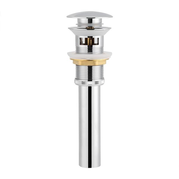 TapóN De DesagüE Emergente De LatóN Macizo Para Lavabo De Cocina Y BañO Con Orificio De Rebosadero Cromado White-image
