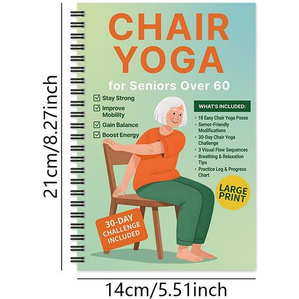 30-Dniowa Joga Na KrześLe Na Odchudzanie Zeszyt Spiralny, Codzienne Treningi Domowe Dla SenioróW PocząTkująCych DorosłYch, Prosty Ilustrowany Przewodnik Beige-image