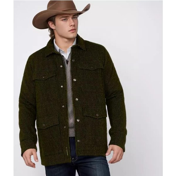 Chaquetas Para Hombre, Tops Holgados De Primavera Y OtoñO, Chaquetas De Pana De Manga Larga Con Solapas 2XL Verde-image
