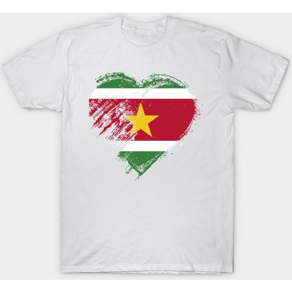 Camiseta Mujer Grungy Amo Surinam CorazóN Bandera Harajuku Estampado Kawaii Camiseta Verano Manga Corta Camiseta Femenina Top 3XL Blanco-image