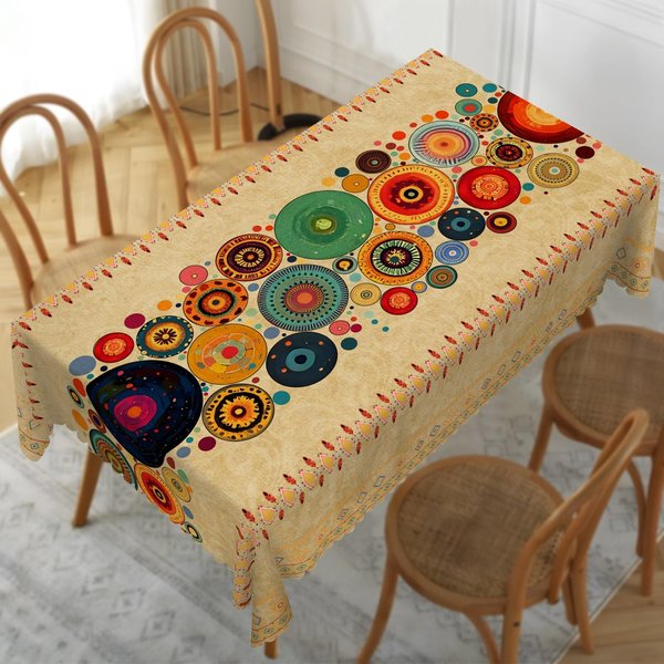 Mantel GeoméTrico Circular Estilo Bohemio Para DecoracióN De Mesa Vintage Boho Rectangular Mantel DecoracióN De Fiesta NavideñA 140X140Cm-image