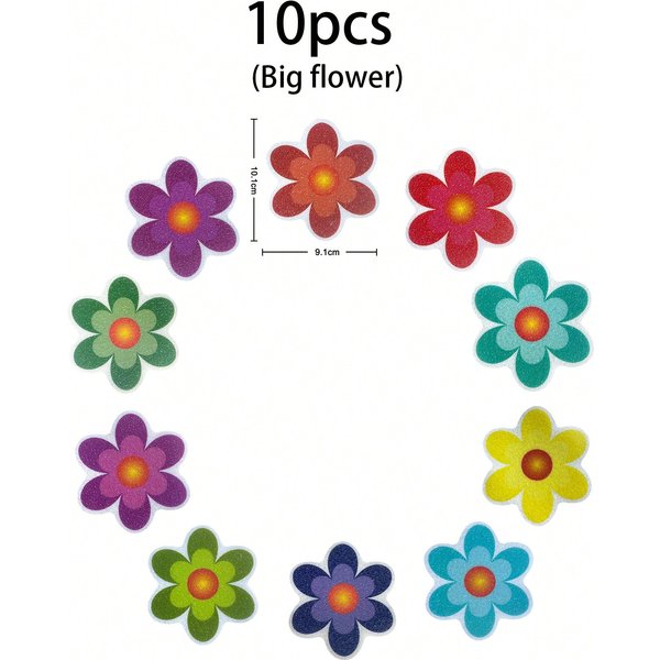 DecoracióN De Pegatinas Antideslizantes Para BañEra Con Forma De Flor Large-10 Pieces Varios Colores-image