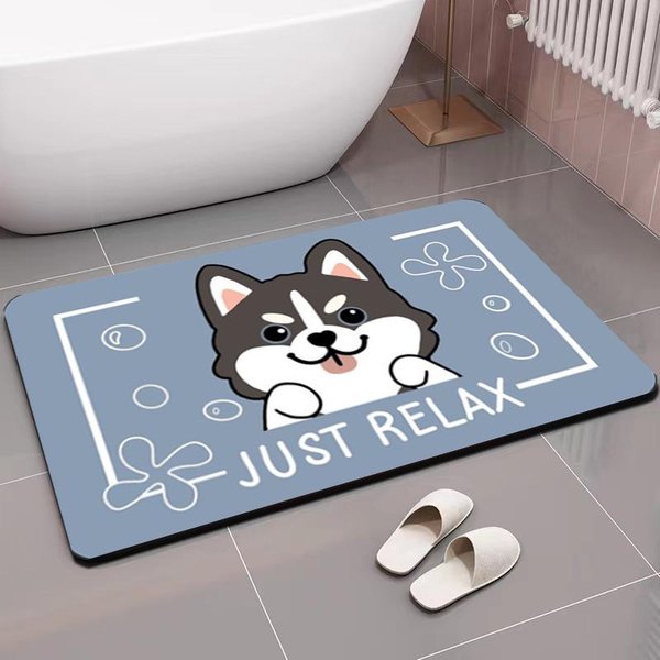 Alfombrilla Absorbente De Barro De Diatomeas Para BañO Animales De Dibujos Animados Inodoro Puerta De Inodoro Felpudo Antideslizante 50*80Cm-image