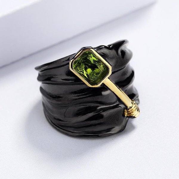 Anillo De Topacio Incrustado De Dos Tonos Anillo De Compromiso Especialmente DiseñAdo En Oro Negro No. 10 Gray-image