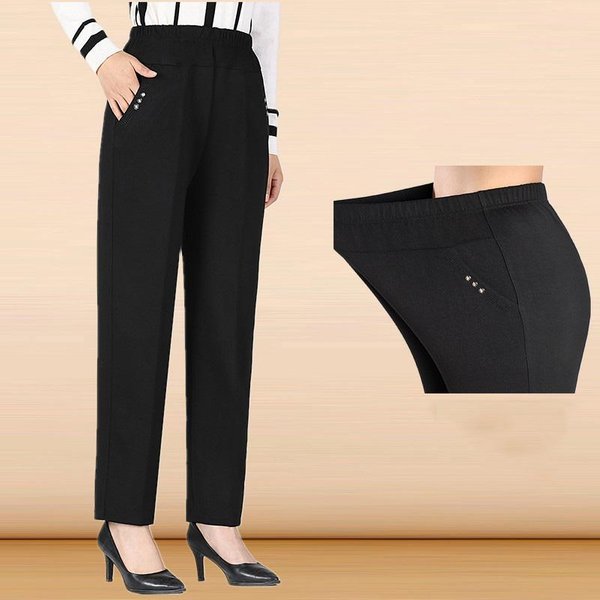 Pantalones Casuales De Gran TamañO XL-8XL, Pantalones Largos Sueltos Para Mujer, Pantalones De Cintura Alta Para Mujer, Pantalones EláSticos Para Primavera/OtoñO Para Mujer 8XL Black-image